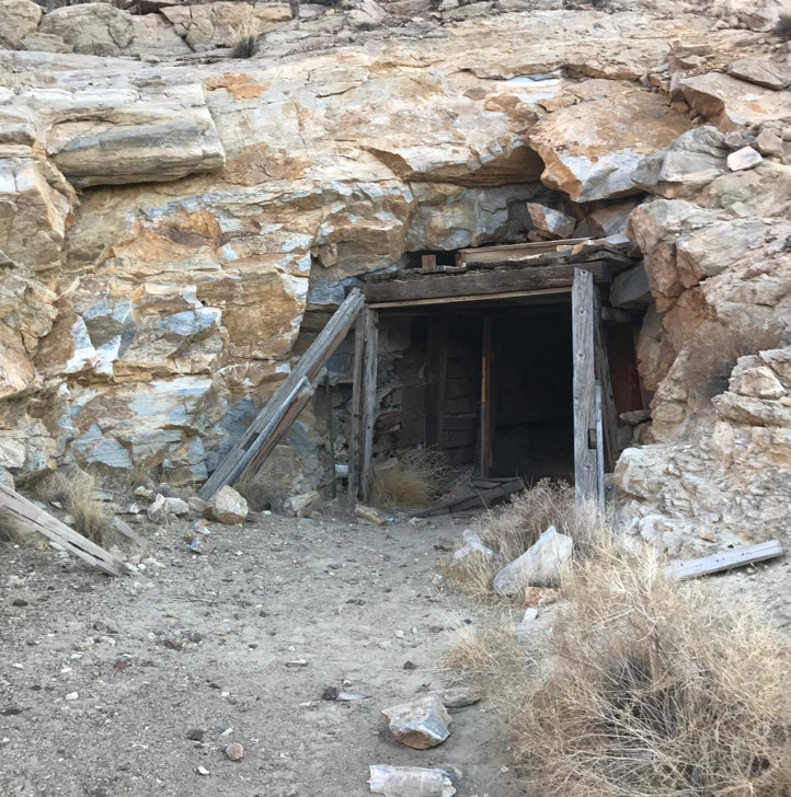 Historic adit photographed at Silver Range's Sand Springs property
